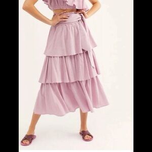 Free People Go For Drama Tiered Skirt Size L